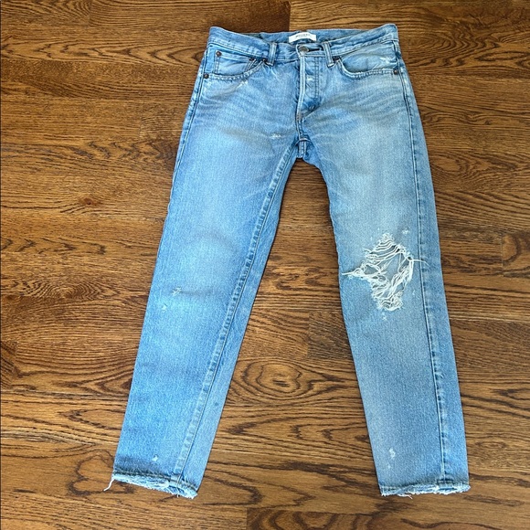 Moussy Vintage MV Raleigh Tapered Jeans 26 light wash distressed knee - Picture 2 of 10